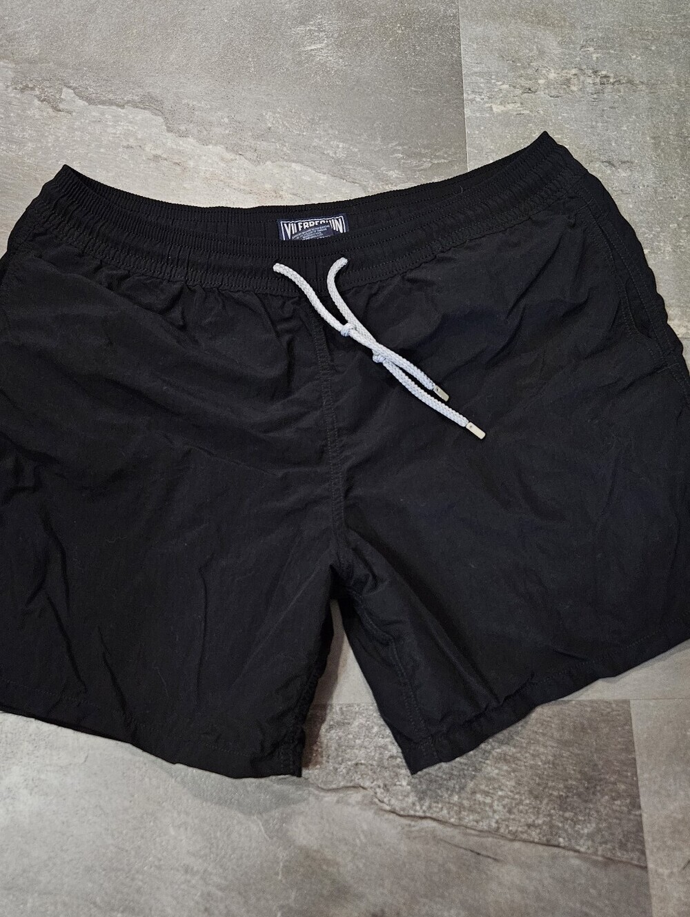 Vilebrequin Black Men Swim Shorts with Contrast Drawstring. Cotton. XL. Flaws!